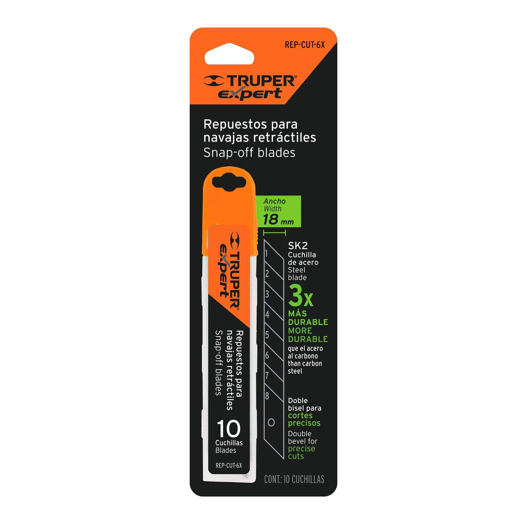 Cuchillas de repuesto para cutter de 18mm, 10 piezas, Expert