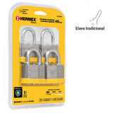 CANDADOS LAMINADOS, 50MM, 4 PIEZAS, HERMEX BASIC