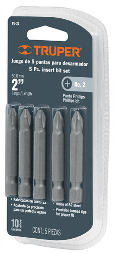 PUNTAS PHILLIPS #2, LARGO 2', BLISTER CON 5 PZAS