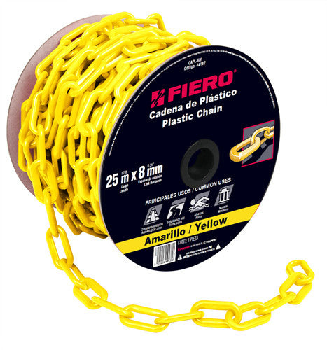 CADENA DE PLÁSTICO DE 8MM, AMARILLA, PRECIO POR METRO