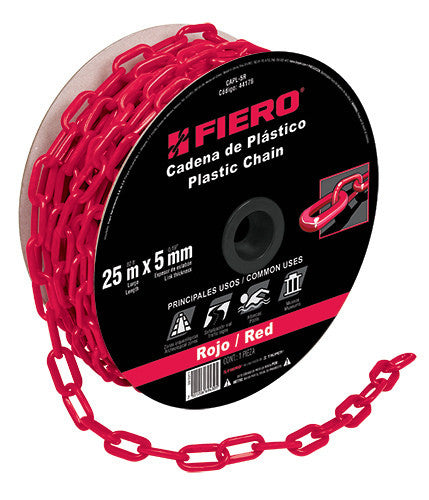 CADENA DE PLÁSTICO DE 5MM, ROJA, PRECIO POR METRO