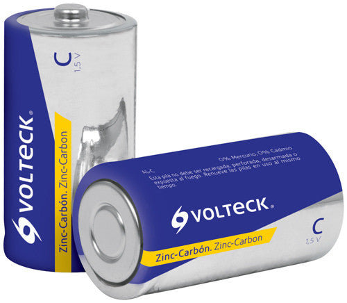 PILA ZINC-CARBÓN TAMAÑO C, BLISTER CON 2, VOLTECH