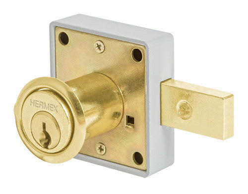 CERRADURA PARA MUEBLE, MODELO 26, ACCIÓN HORIZONTAL, LATÓN