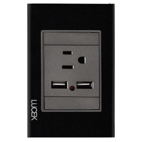 LUCEK PLA 1 CONT  Y 2 ENT USB CRISTAL NEGRO